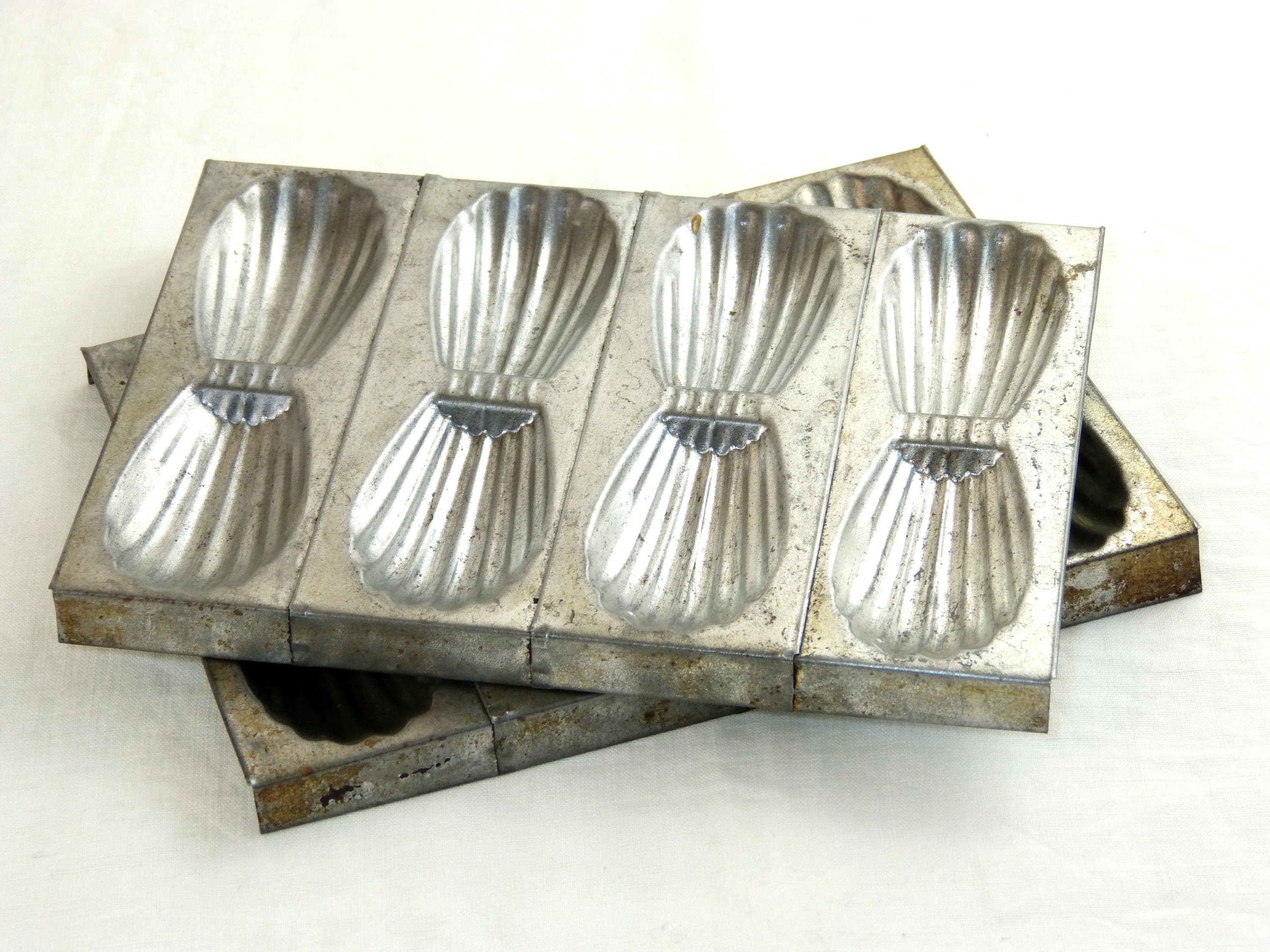 Set of 2 metal Madeleine moulds 8 slot tin baking trays Etsy