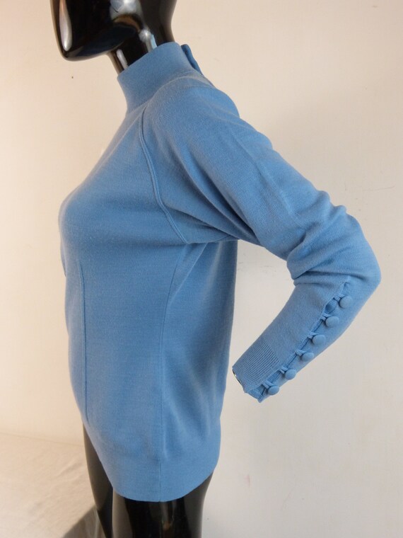 Sky blue wool blend CHRISTORY sweater - high neck… - image 6