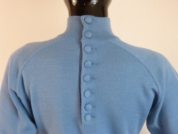 Sky blue wool blend CHRISTORY sweater - high neck… - image 9