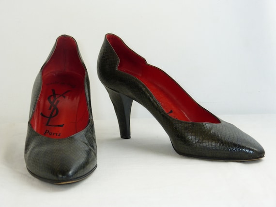 Python YSL Yves Saint Laurent Paris high heel shoes -… - Gem