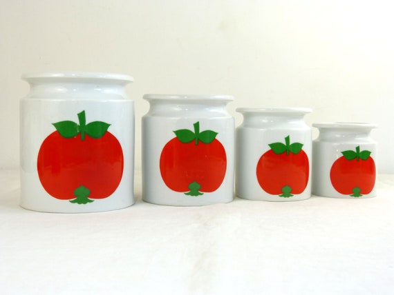 Red Apple Decor Herrandiz Porcelain Kitchen Storage Jars Set Denmark Red Apple Decor Herrandiz Porcelain, Porcelain Food Storage Jars