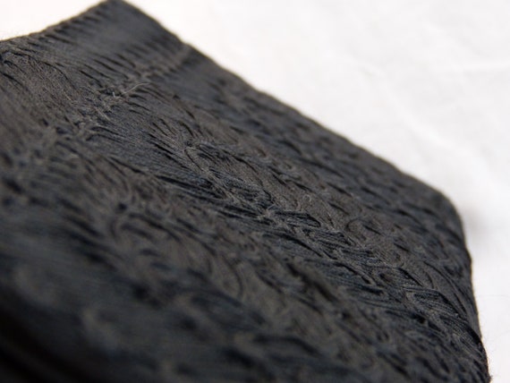 Black satin clutch with ribbon embroideries - mid… - image 5