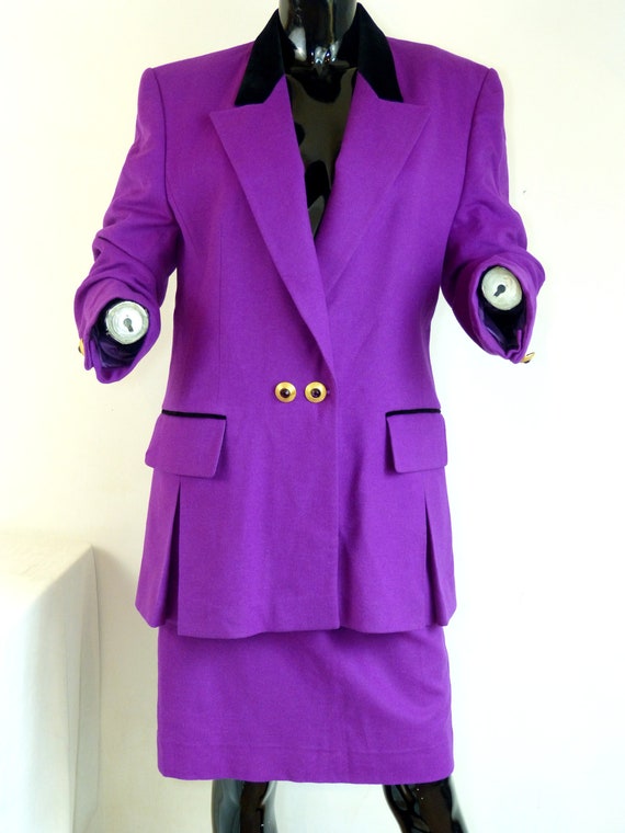 Magenta pink wool LOUIS FERAUD fall/winter suit s… - image 1