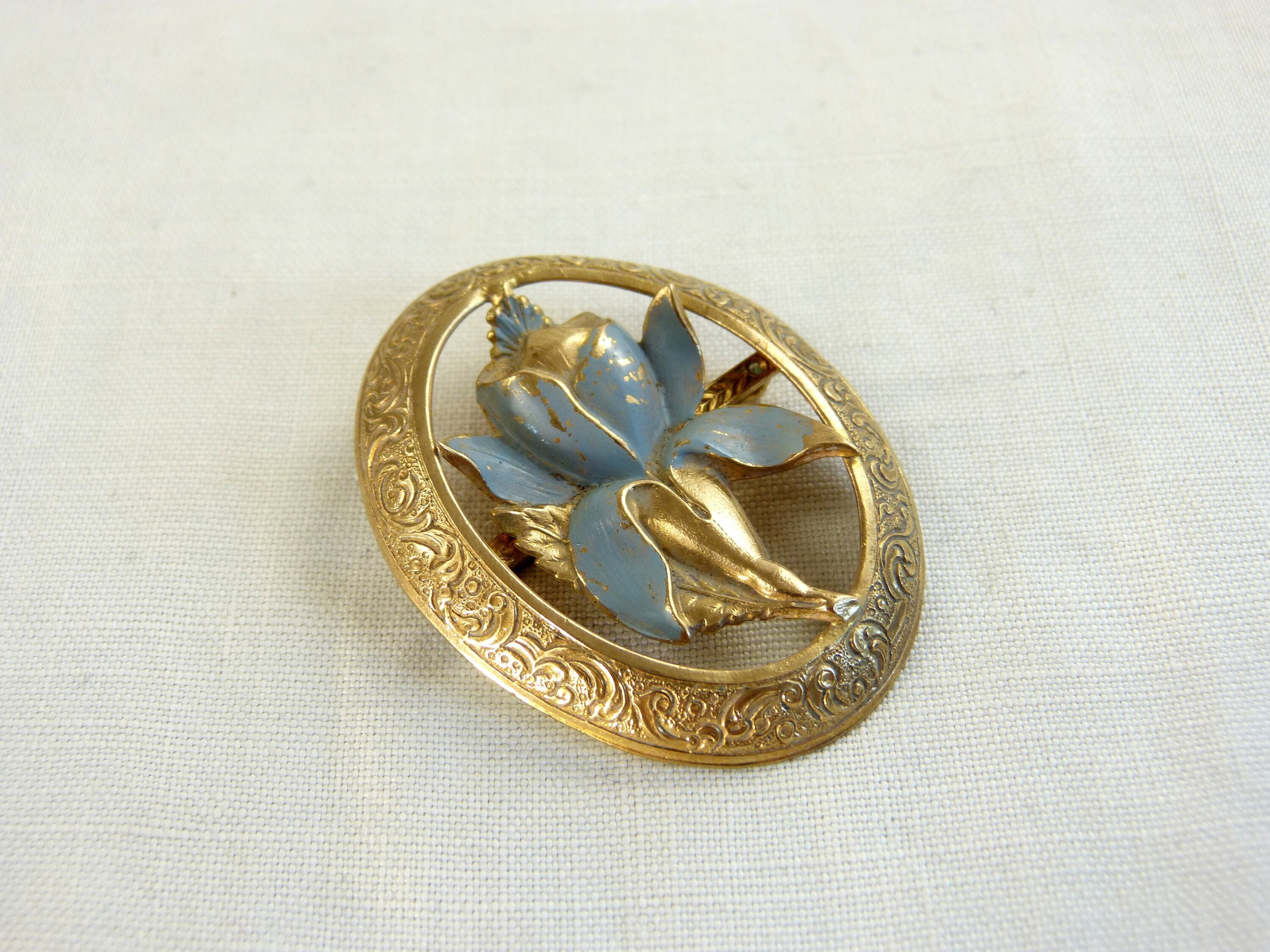 Broche Jeune Femme Années 1900 - Diamètre 3 Cm Environ, Occasion