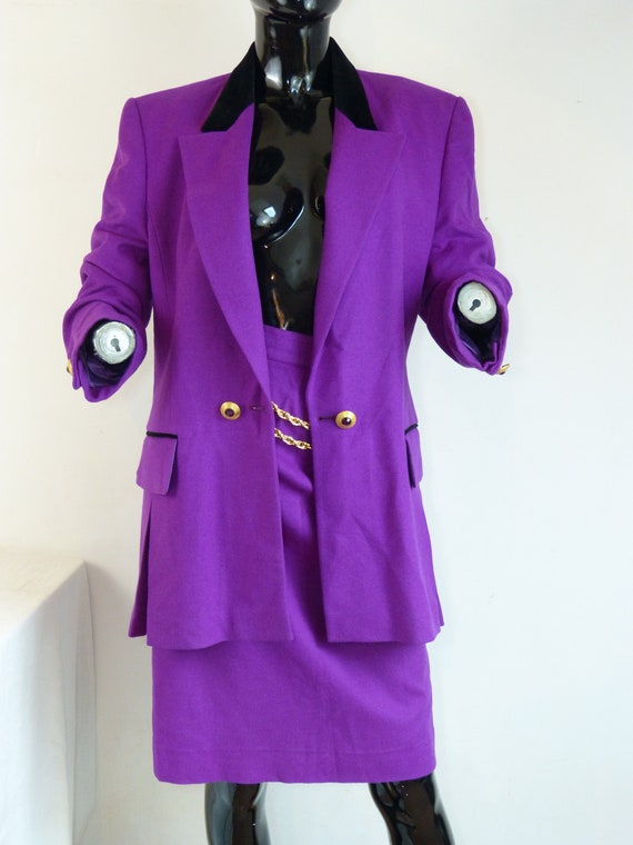 Magenta pink wool LOUIS FERAUD fall/winter suit s… - image 4