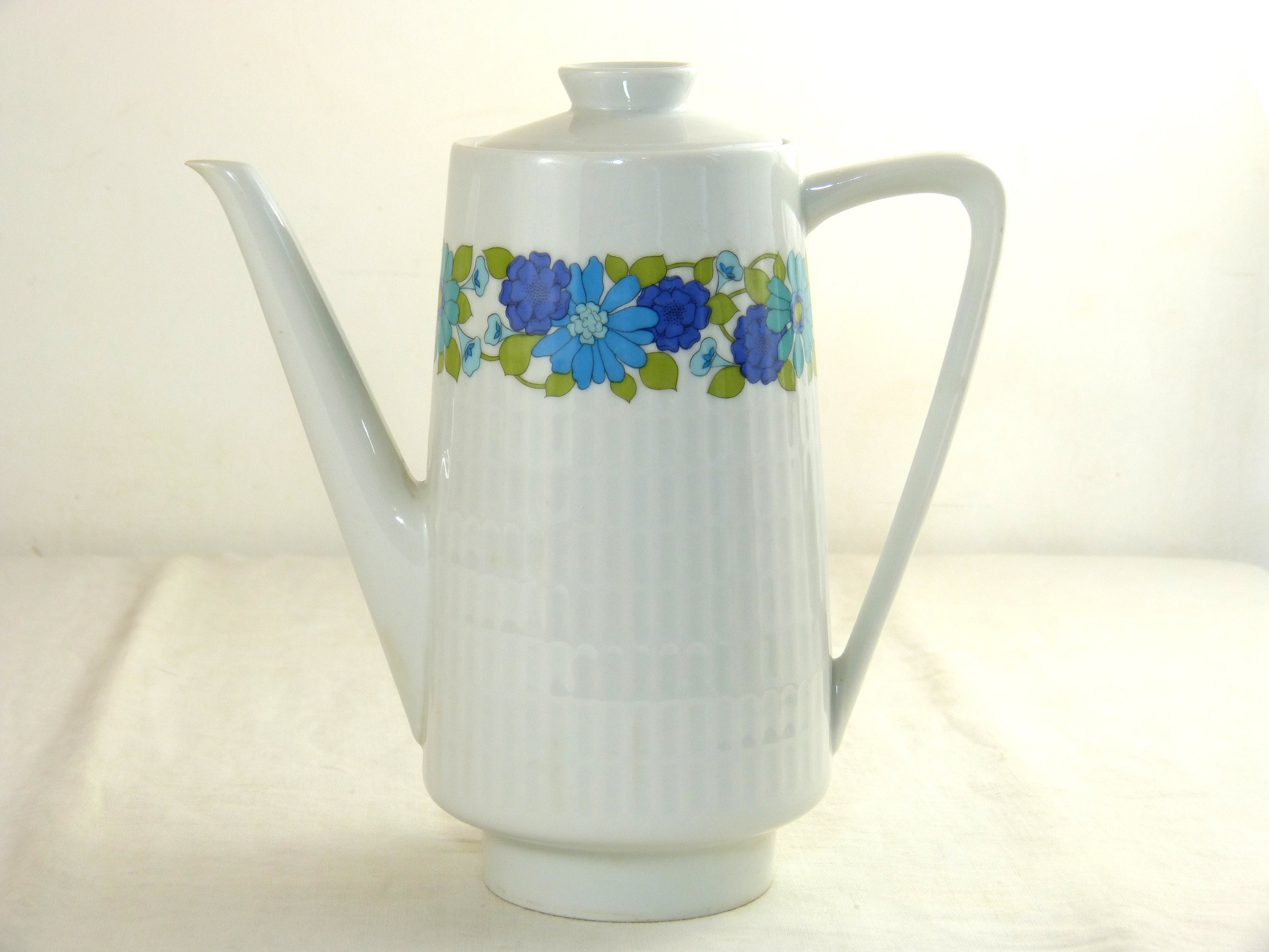 Theière ou Cafetière Scherzer Bavaria Germany - Porcelaine Flower Power Vaisselle à Fleurs Mod Retro