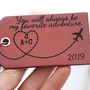 Happy 3rd  Anniversary Leather Gift, Personalized Luggage Tag, Your will always be my greatest adventure,  Third Anniversary Gift