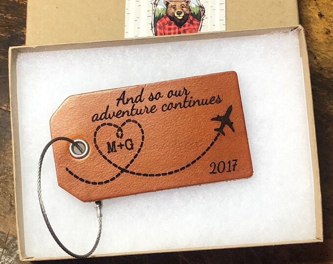 Third Anniversary Gift for Her Luggage Tag Leather Gift for Etsy