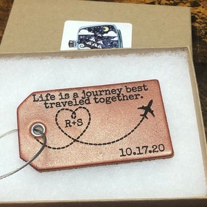 Life is a Journey, Anniversary Leather Gift, Luggage Tag, Third Anniversary Gift, Happy 3rd Anniversary, Wedding Anniversary Gift, Handmade