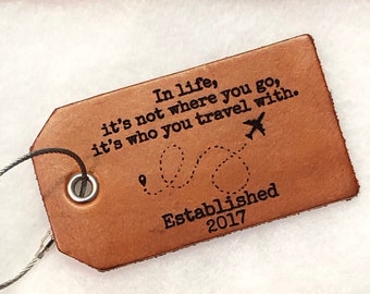 Travel Quotes, Airplane, Couples Anniversary Gift, Leather Luggage Tag, Life Quotes, Gift for Husband, Gift for Wife, Travel Gear,