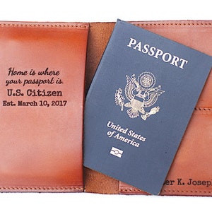 New American Citizen Gift, Naturalization Celebration Gift, Monogrammed, Home is Where Your Passport Is, USA Citizenship Gift, Passport