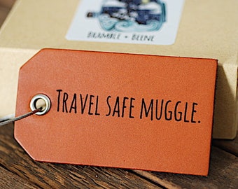 Travel Safe Muggle Luggage Tag, Harry Potter Gift, Muggle, Platform 9 3/4 Luggage tag, Graduation Gift, Identification Tag, For Muggle