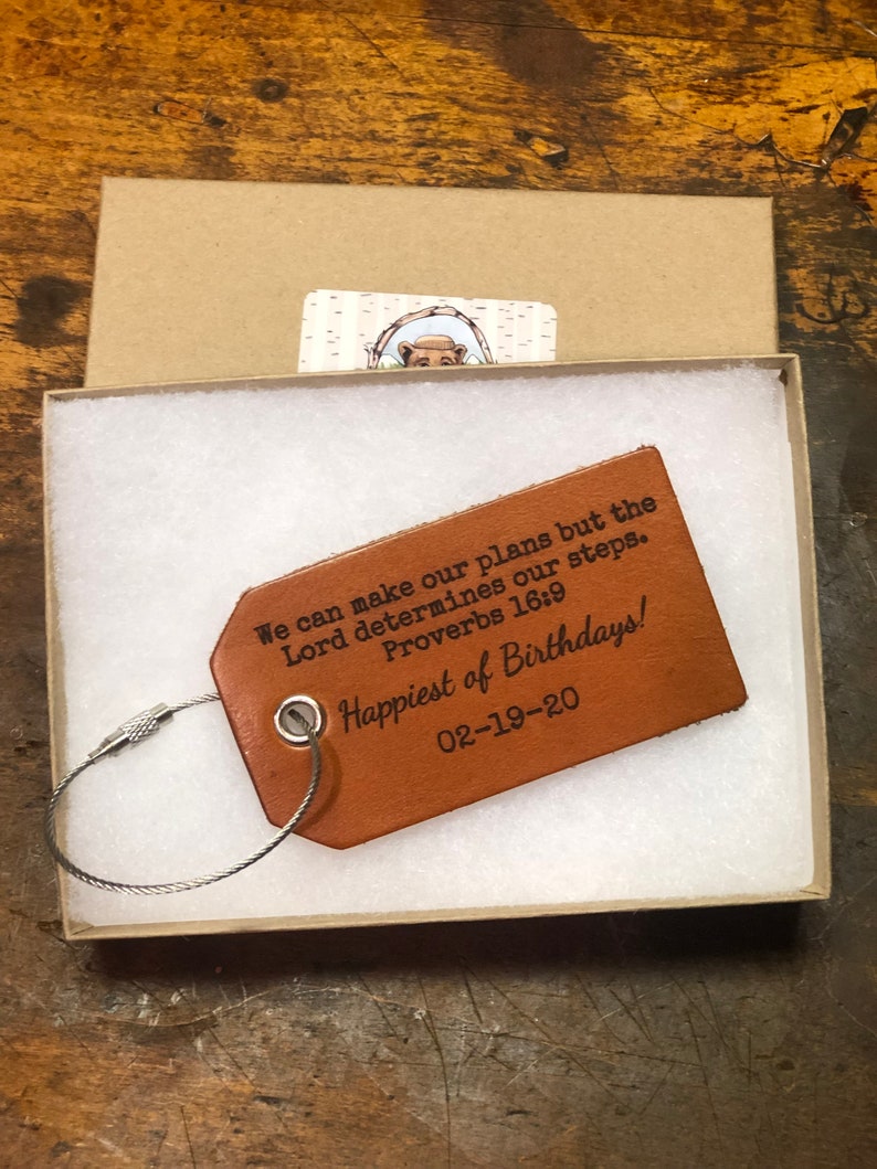 Proverbs 16 We can make our plans but the lord determines our steps Spiritual Gift Birthday Gift Mission Trip Scripture Luggage Tag