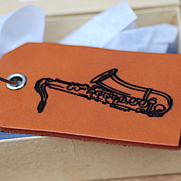 Saxophone  or Alto Sax - Instrument Tag,  Instrument Case ID Tag, Musician Tag, IF Found Please return To,