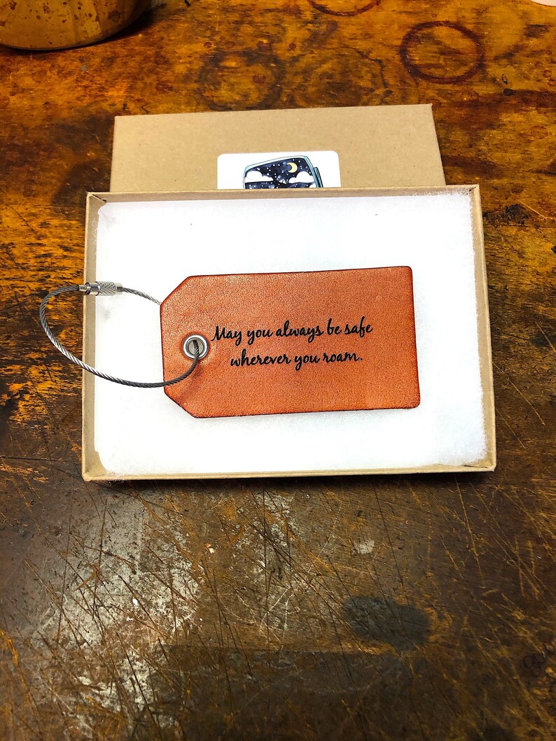 Safe Travels Gift Luggage Tag Leather Baggage Tag May Etsy