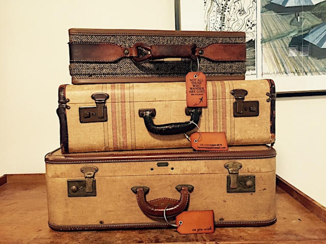 Personalized Leather Luggage Tag Genuine Leather Bag Tag Etsy