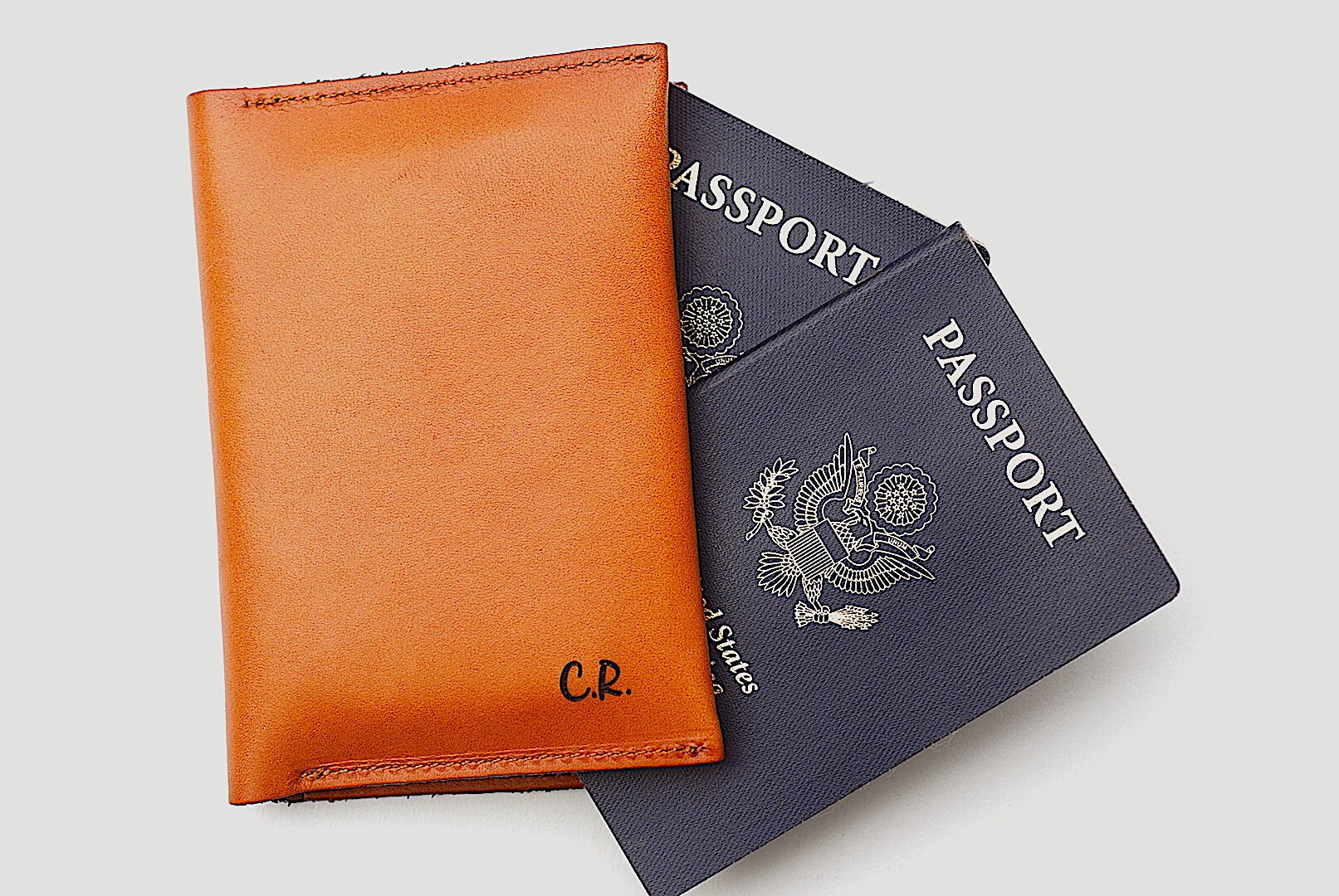 Leather Passport Sleeve Double Passport Holder Travel Etsy