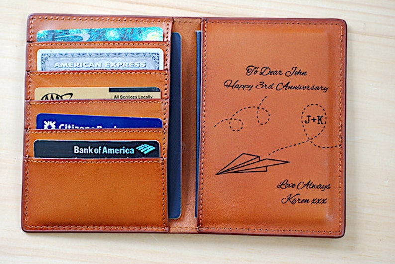 Happy 3rd Anniversary Gift Passport Cover Wallet Dual Etsy