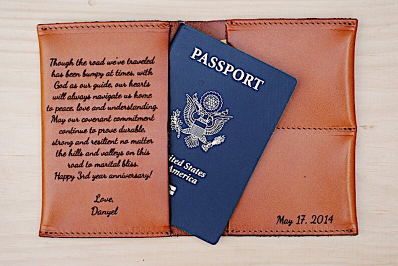 Third Wedding Anniversary Gift Leather Passport Holder for Etsy