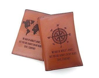 Passport Cover Quote, Leather Passport Holder, Passport Case, Personalized Passport Cover, Student Abroad Travel Gift, Compass Passport,
