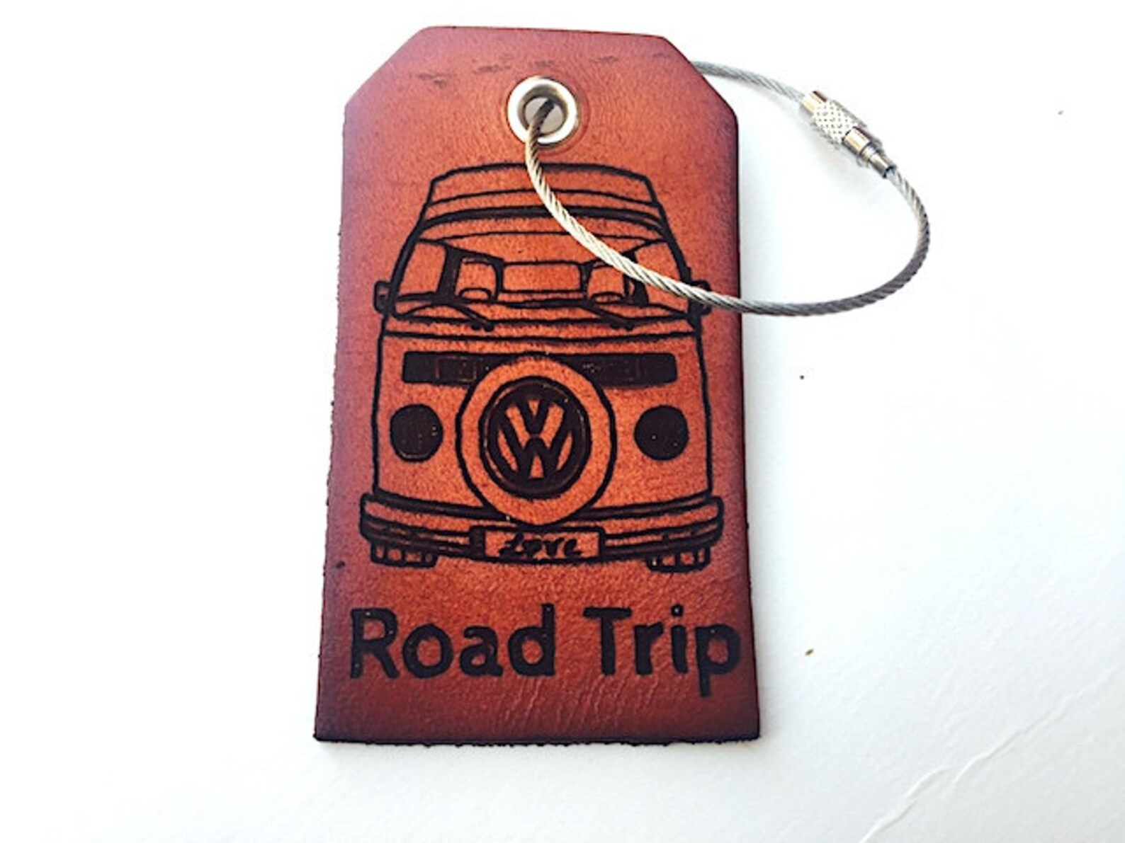 Personalized Custom Leather Luggage Tag VW Bus Travel Gift Etsy