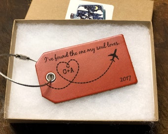 I’ve found the one my soul loves, third anniversary gift, leather luggage tag, gift for boyfriend, boyfriend gift