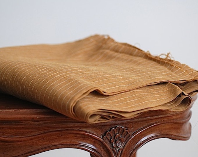 Mid Weight Expensive Wool Fabric Yardage, Stripped Mustard Wool Vintage