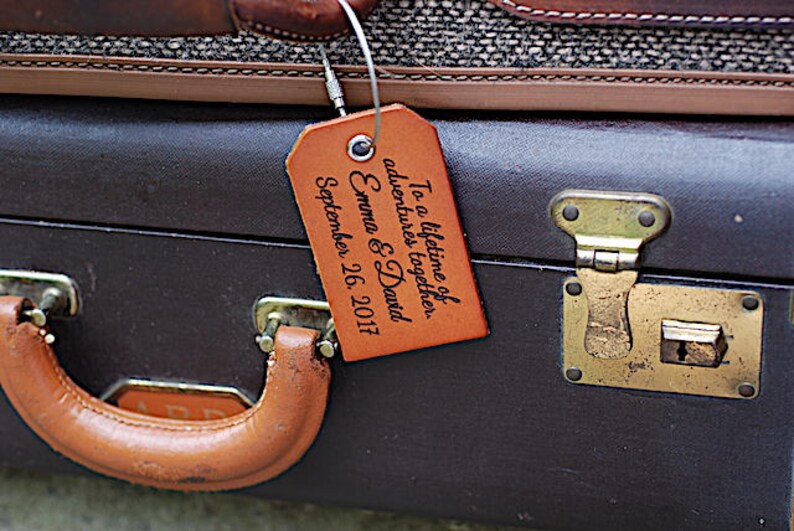 Personalized Leather Luggage Tag Couples Gift Anniversary Etsy