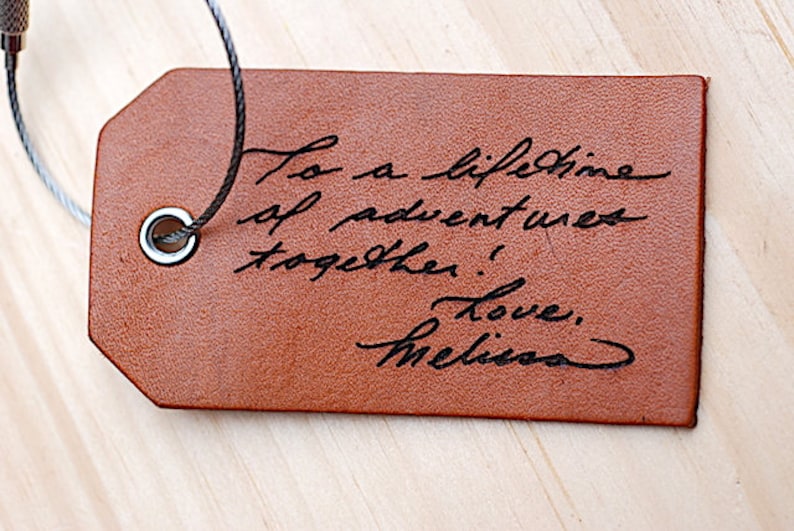 Secret Message Luggage Tag Gift under 20 Personalized Note Leather Tag Handwriting on Bag Tag Girlfriend Travel Gift For Boyfriend