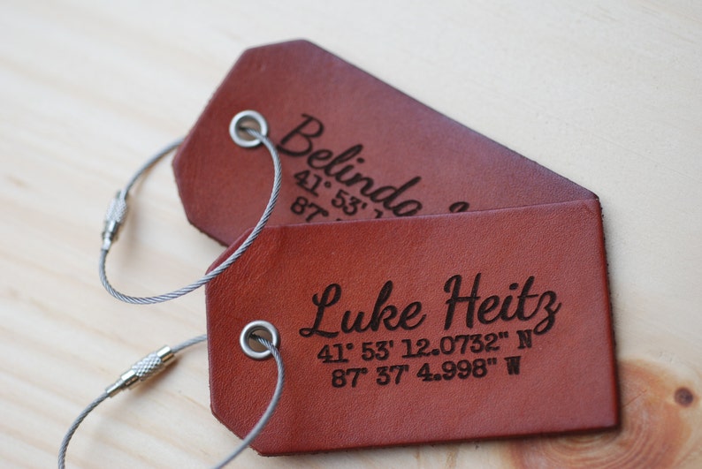 Personalized Luggage Tag Wedding Anniversary Leather Gift Etsy
