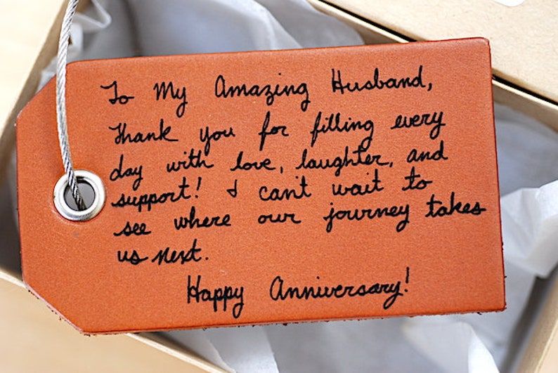 Gifts for Men Handwritten Note Luggage Tag Anniversary Etsy