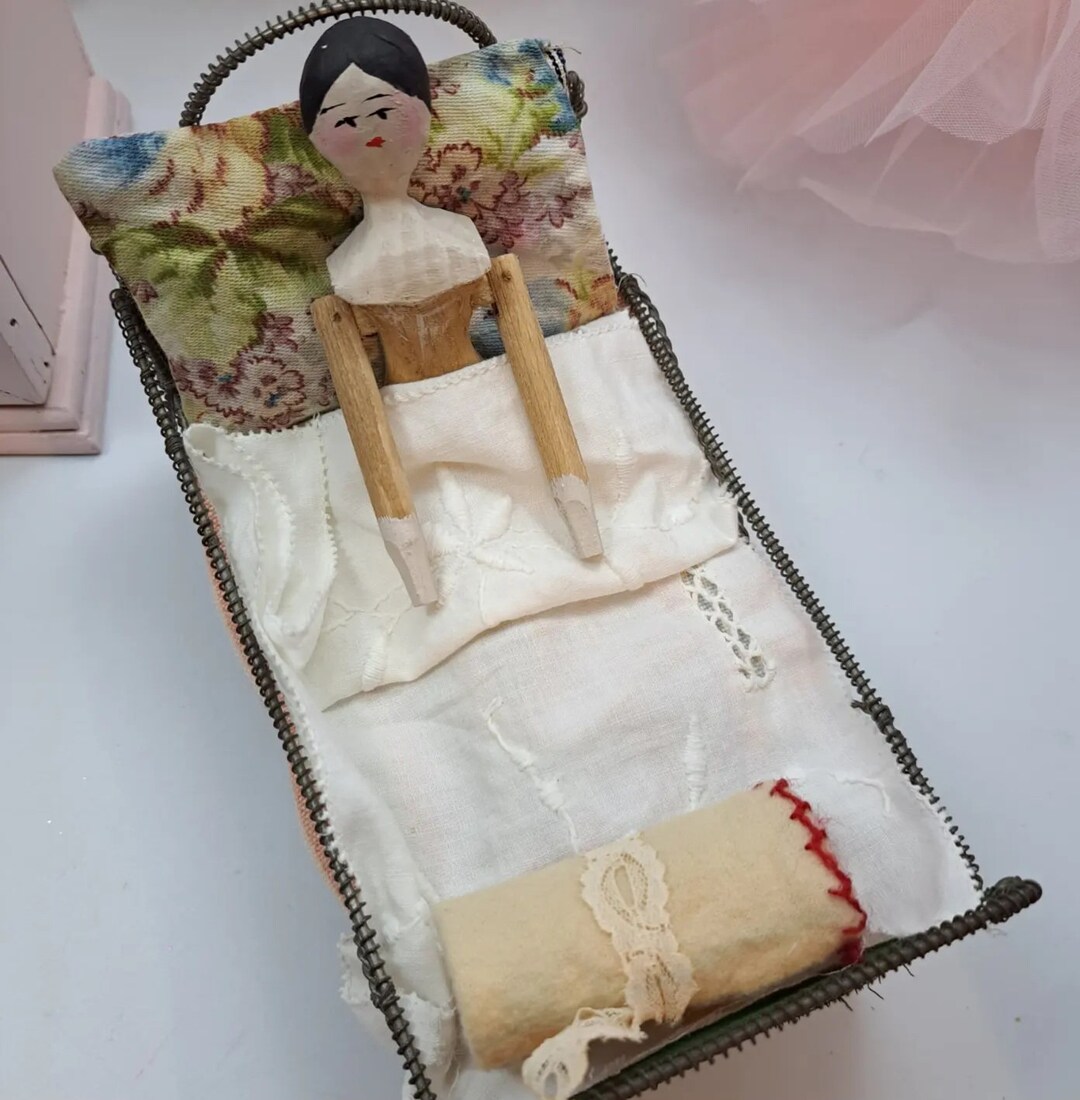 Antique Dolls Bed and Grodnertal Doll Etsy UK