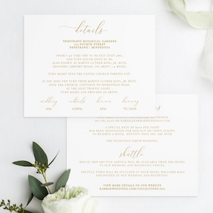 Modelo de cartão de detalhes do casamento (ouro elegante ou qualquer cor) | Cartões de detalhes para impressão | Jogos Nadine | EDITAR ONLINE em Templett - Baixar