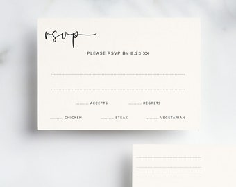 RSVP Card Template | Printable RSVP Card | Fun Minimalist Wedding | Casual Handwriting Reply Card | Editable Templett | Download as PDF