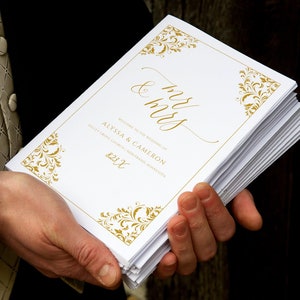 Vintage Gold Wedding Program Booklet: Elegant, Editable Template (Download PDF)