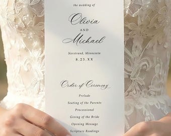 Wedding Program Template | Classic Elegant Old Money Style Traditional Printable Wedding Programs