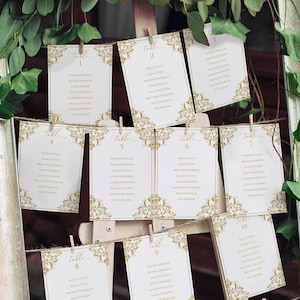 Vintage Gold Wedding Seating Chart Template: Elegant Printable (Editable PDF)