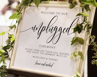 Any Color Unplugged Wedding Sign | Wedding Sign Template | EDIT ONLINE in Templett - Download as PDF for Print Shop |  Flair Calligraphy