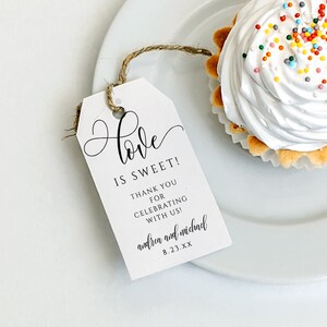 Favor Tag Template Love is Sweet Wedding or Bridal Shower Candy Favor Tags Flair Calligraphy Editable Templett Download PDF image 2