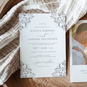Vintage Hochzeits-Einladungen | Einladungen zur Silberhochzeit (Nadine) | Hochzeitseinladung Vorlage | EDITIERBARE Download PDF Printable | Nadine