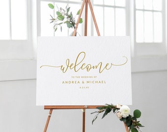 Wedding Welcome Sign (Gold) | Engagement Welcome | Wedding Sign Template | Edit Online in Templett - Download PDF |  Bounce Calligraphy