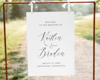 Elegant Welcome Sign Template | Minimalist Wedding Welcome Sign | Wedding Signs | Modern Calligraphy EDITABLE Templett - 18x24, 24x36 KKMOD1