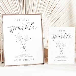 Sparkle Sendoff Sign | Let Love Sparkle | Elegant Wedding Sign | Wedding Reception Signs | Editable Sign Template | Download PDF W2