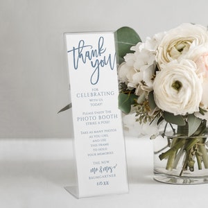 Wedding Favors - for Photo Booth Frames | Printable Bookmarks | Dusty Blue Wedding | Brush Calligraphy | EDIT ONLINE in Templett - Download