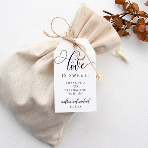 Favor Tag Template Love is Sweet Wedding or Bridal Shower Candy Favor Tags Flair Calligraphy Editable Templett Download PDF image 1