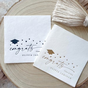 Graduation Napkins | Graduation Party Decor | Class of 2026 | Personalized Napkins | Modern Grad Party Napkins | Gold Foil