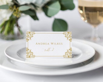 Gold Leaves Place Cards Elegant Place Cards Place Card - Etsy