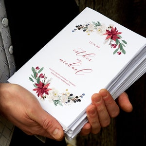 Winter Wedding Program Template: Holiday Ivy Bouquet (Download PDF)