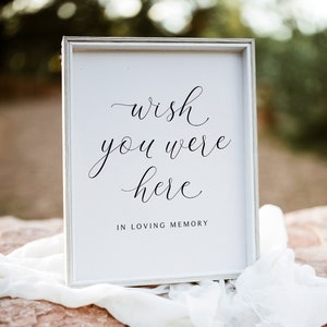 Ojalá estuvieras aquí signo de boda / signo de boda elegante / en memoria amorosa / signos 8x10 y 5x7 / plantilla editable imprimible