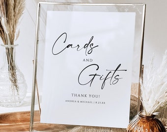 Cards & Gifts Sign | Wedding Sign Template | Elegant Minimalist Wedding | Printable Signs | Editable Templett - Download PDF 2 Sizes